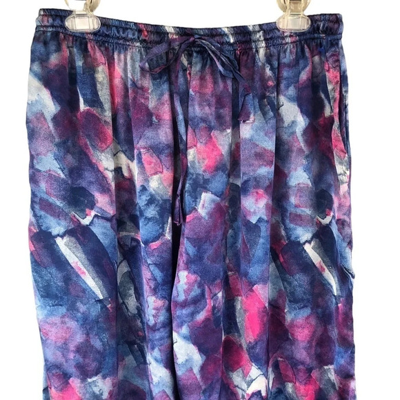 New Tyger Lotus blue and pink silk palazzo Wide leg pants Loungewear Ethereal - Picture 9 of 11